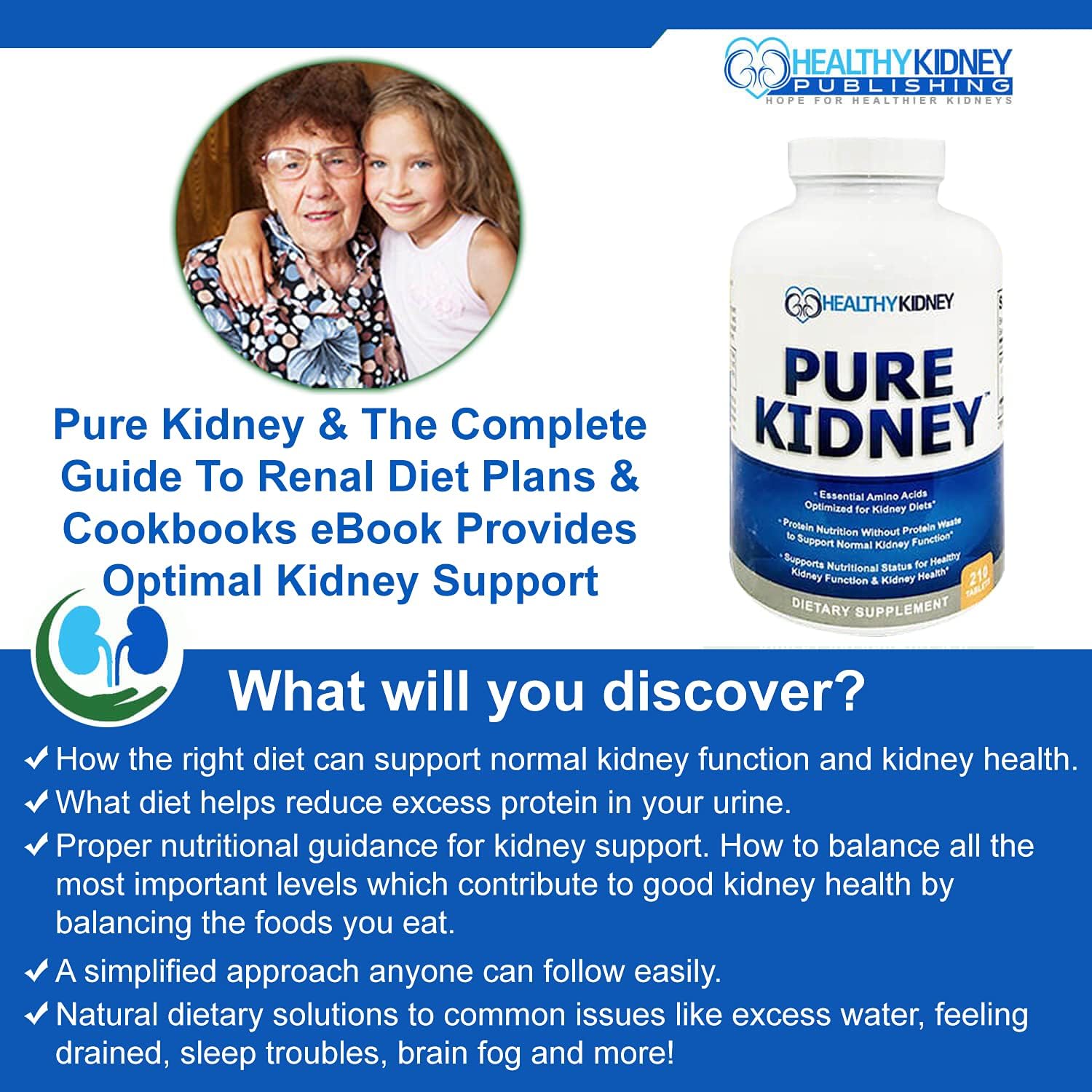 Renal Diet Cookbook & Kidney Health Supplement - 210 Pills for Rejuvenation & Low Protein Diet - Kidney Restore Book - Espot.com.au