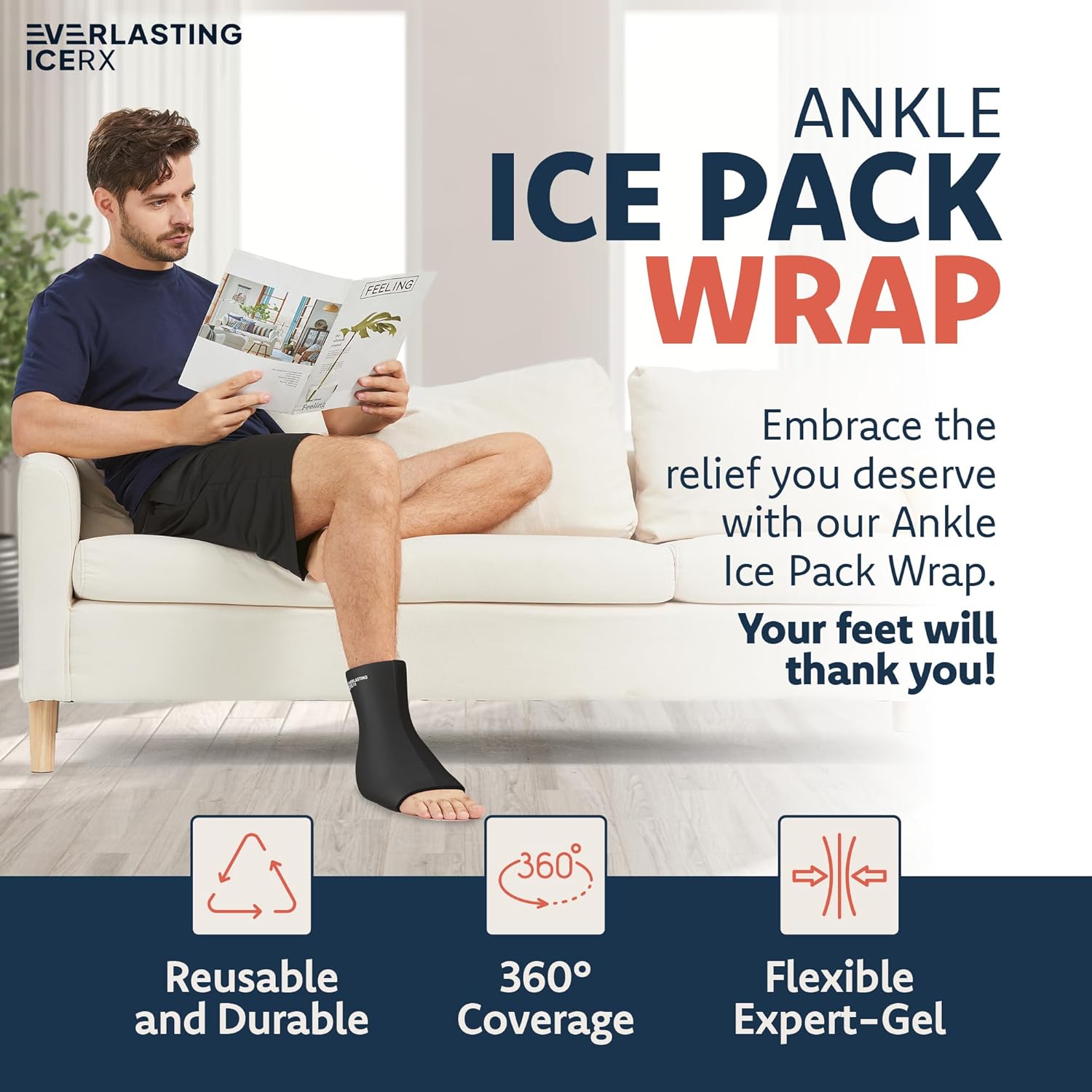 reusable-ankle-ice-pack-wrap-for-pain-relief---cold-compression-therapy-for-swelling-plantar-fasciitis-sprained-ankles---everlasting-ice-rx-2