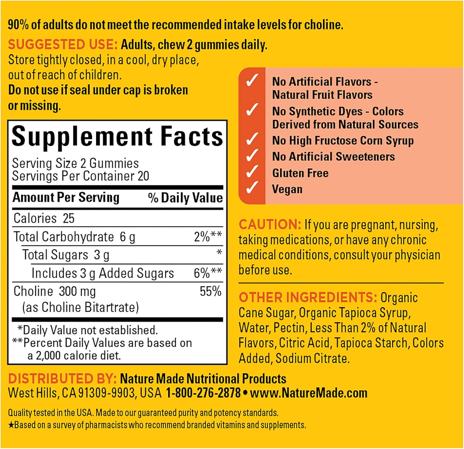 Choline Vegan Gummies for Liver, Nervous System & Brain Health - 40 Gummies, 20 Day Supply - Espot.com.au