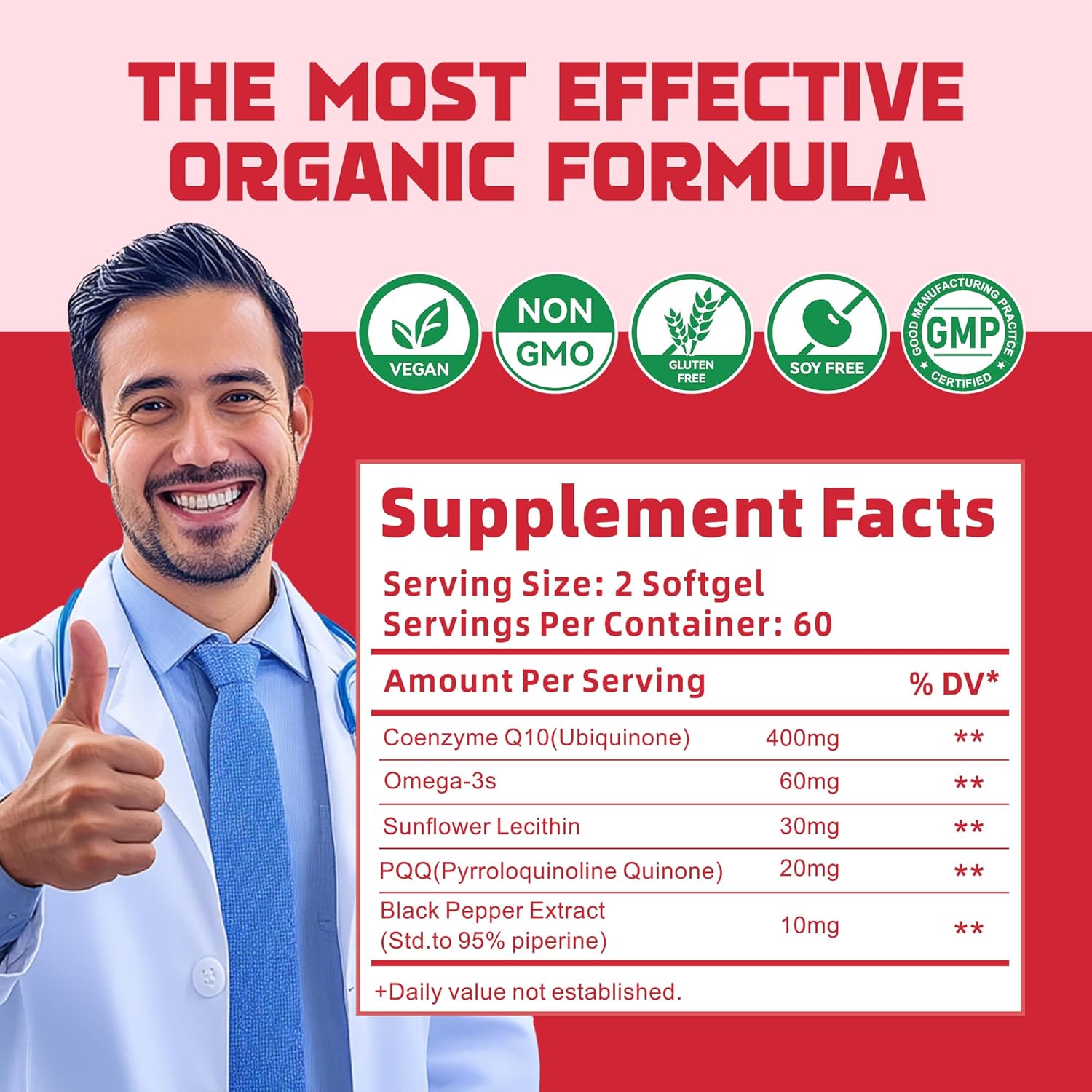 High-Absorption CoQ10 400mg Softgels with PQQ, Omega-3 & BioPerine - Antioxidant Heart Support Supplement - 120 Servings - Espot.com.au