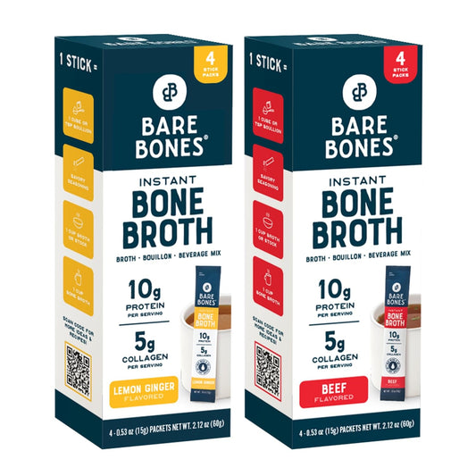 variety-pack-of-bare-bones-bone-broth-instant-powdered-beverage-mix-8-sticks-10g-protein-keto-paleo-friendly---chicken-beef-flavor-1