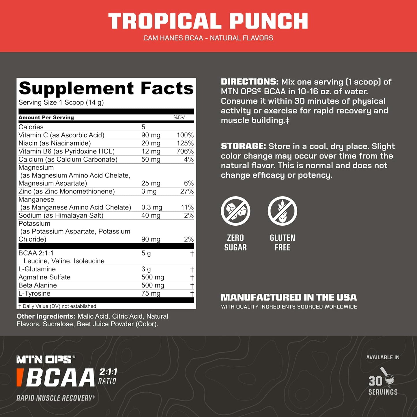 mtn-ops-bcaa-powder-30-serving-tub-tropical-punch-flavor---cameron-hanes-keep-hammering-series---amino-acids-supplement-for-muscle-recovery-repair-2