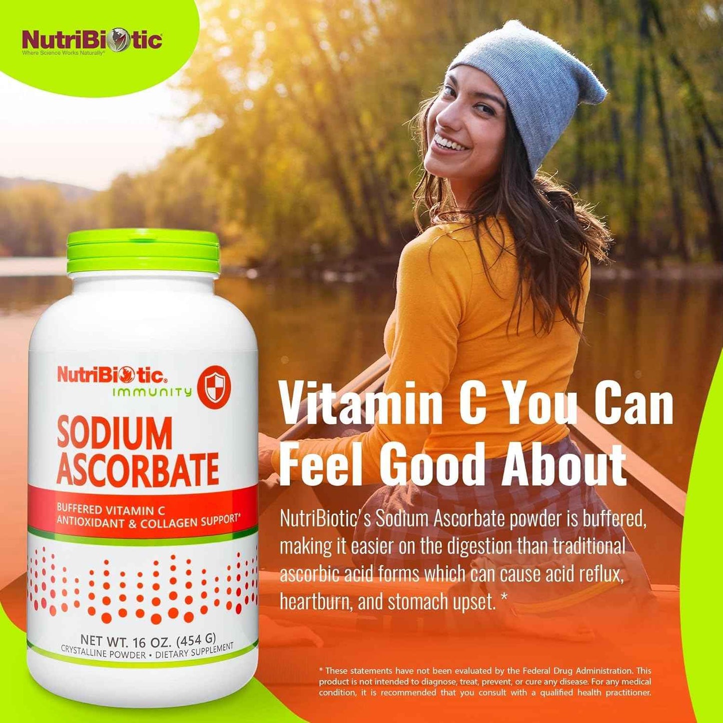 NutriBiotic Sodium Ascorbate Powder - 16 Oz | Vegan & Non-Acidic Vitamin C | Immune Support & Antioxidant | Gluten & GMO Free