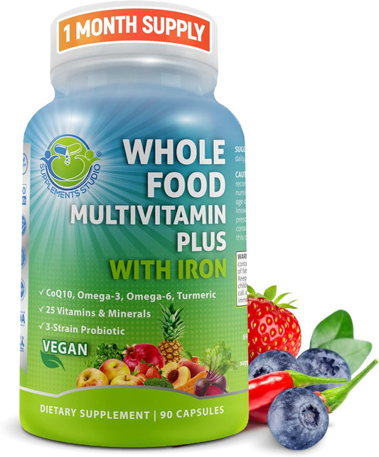 vegan-whole-food-multivitamin-with-iron-for-women-and-men---90-count-non-gmo-made-with-fruits-vegetables-b-complex-probiotics-enzymes-coq10-omegas-turmeric---supplements-studio-1