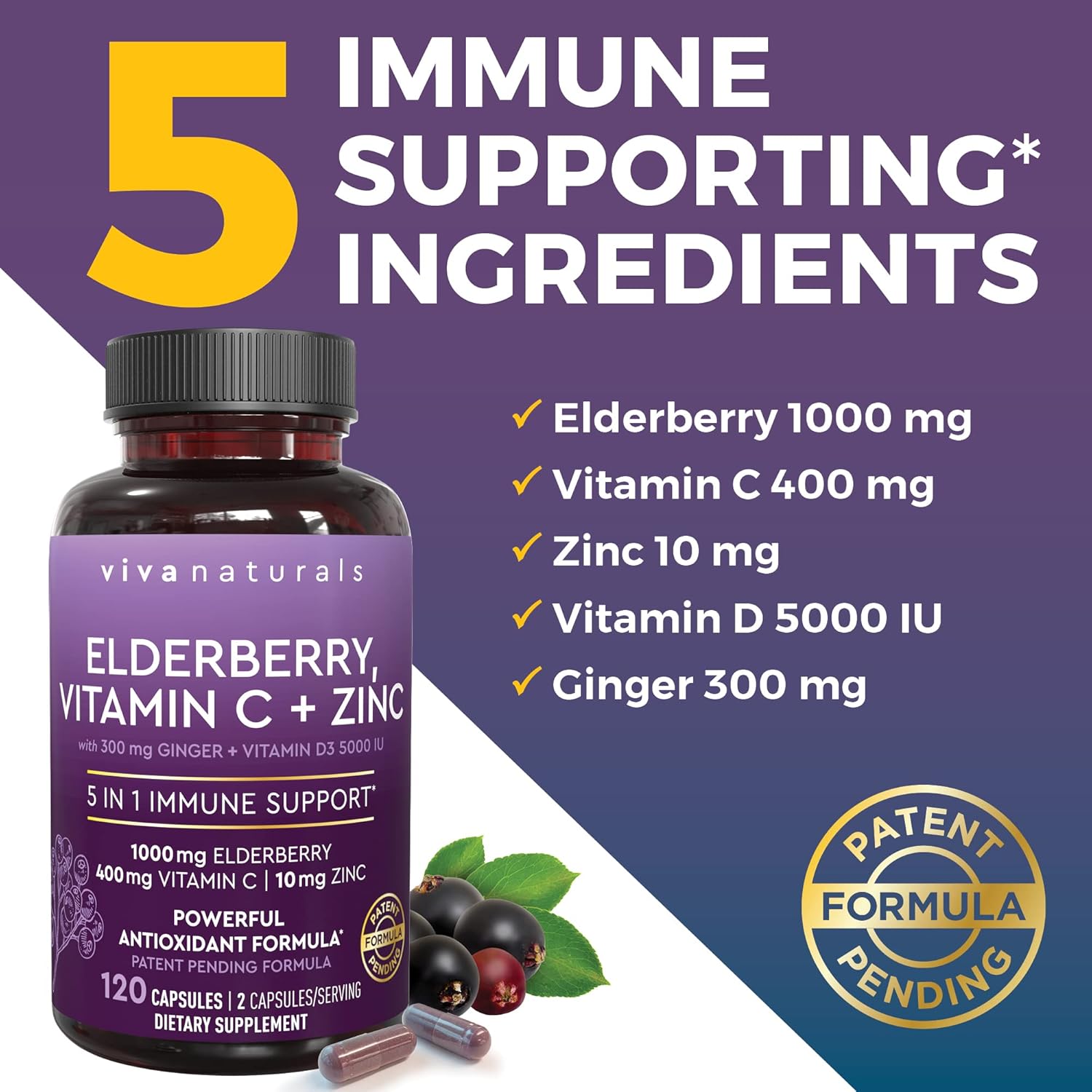 Antarctic Krill Oil and Elderberry Bundle with Vitamin C, Zinc, and Vitamin D3 - 1250mg Krill Oil for Joint Health, Elderberry for Immune Support, Omega 3 EPA and DHA - Espot.com.au