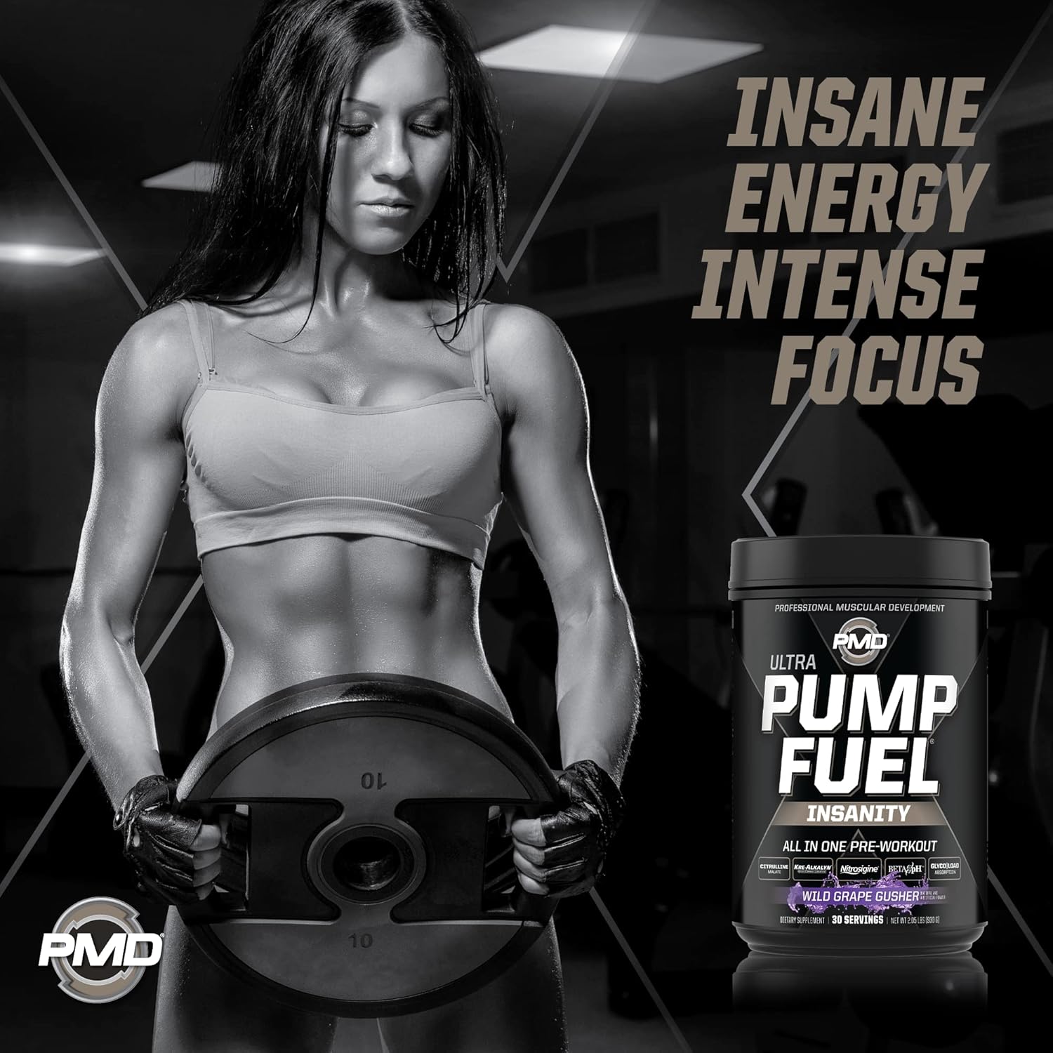 pmd-sports-ultra-pump-fuel-insanity---pre-workout-drink---wild-grape-gusher-flavor---boost-energy-strength-endurance-recovery---complex-carbs-amino-energy---30-servings-4