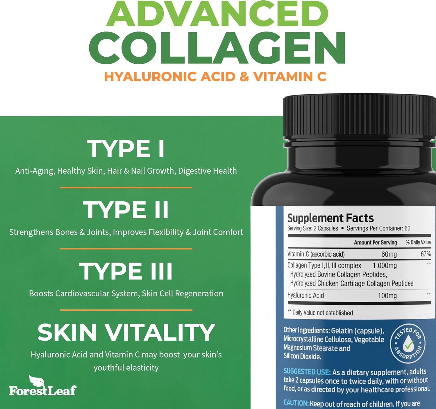 forestleaf-multi-collagen-pills-with-hyaluronic-acid-vitamin-c---hydrolyzed-supplements-for-skin-wrinkles---240-capsules-for-men-and-women-9
