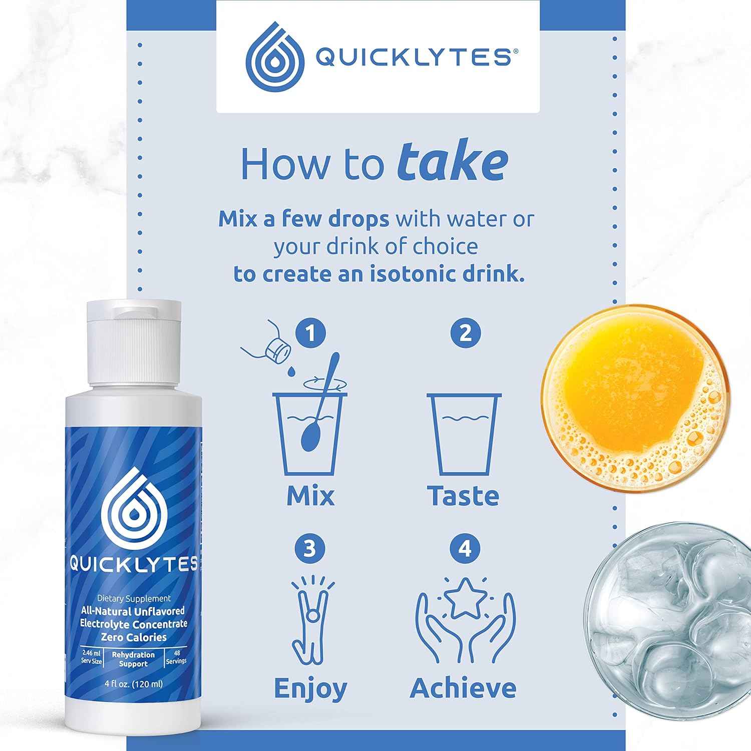 Rapid Hydration Electrolyte Supplement - No Calorie, No Sugar - Potassium, Magnesium, Sodium - Leg Cramp Relief - 48 Servings