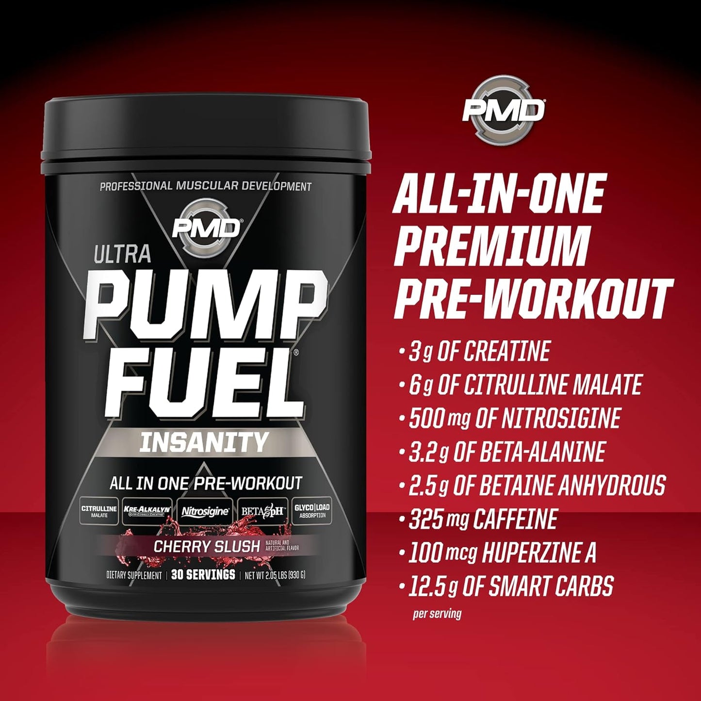 pmd-sports-ultra-pump-fuel-insanity-cherry-slush-pre-workout-drink-mix---boost-energy-strength-endurance-recovery---contains-complex-carbohydrates-and-amino-energy---30-servings-7
