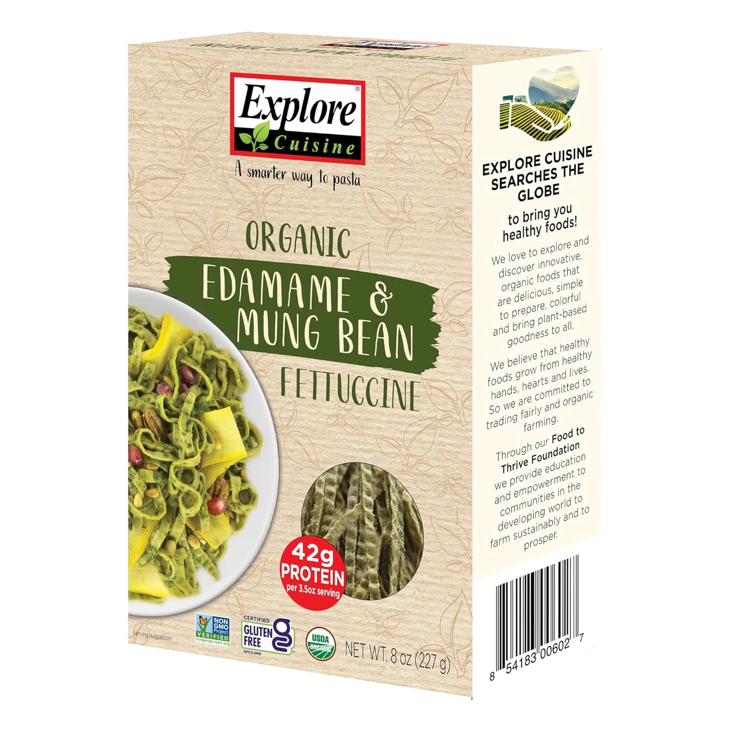 Organic Edamame & Mung Bean Fettuccine - 8 oz - High Protein Plant-Based Pasta - Non-GMO, Gluten Free - Easy to Cook - Espot.com.au