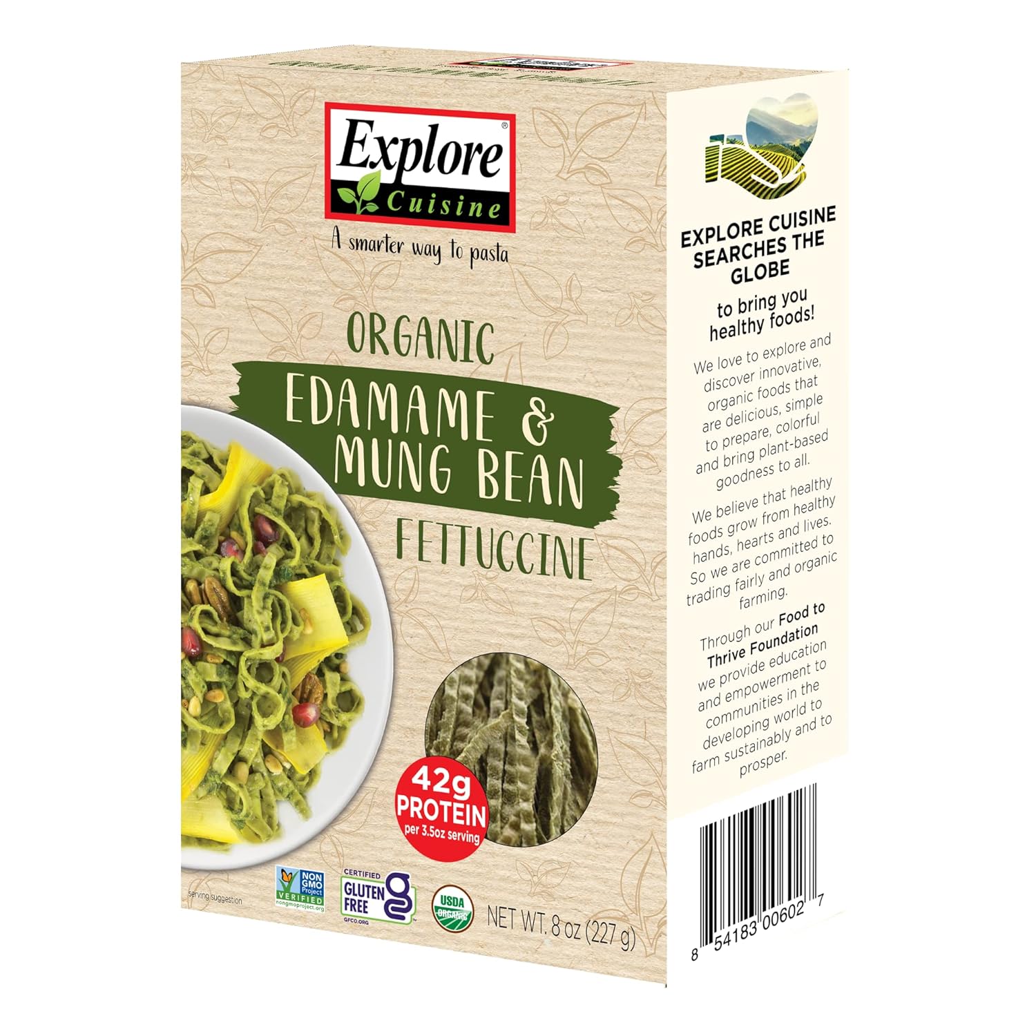 Organic Edamame & Mung Bean Fettuccine - 8 oz - High Protein Plant-Based Pasta - Non-GMO, Gluten Free - Easy to Cook - Espot.com.au