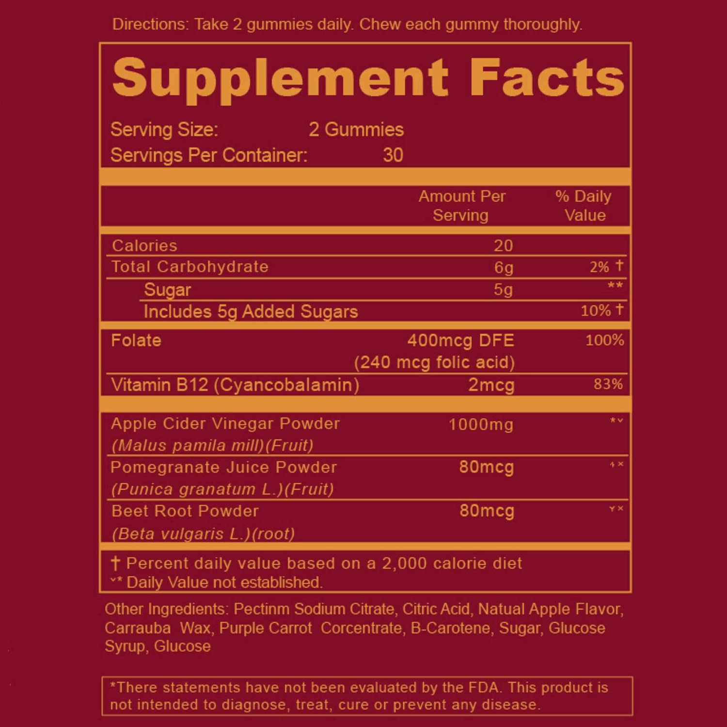 premium-apple-cider-vinegar-gummies-with-folic-acid-and-vitamin-b12---vegan-detox-weight-support-supplement-for-men-and-women---gluten-free-natural---digestion-aid-2