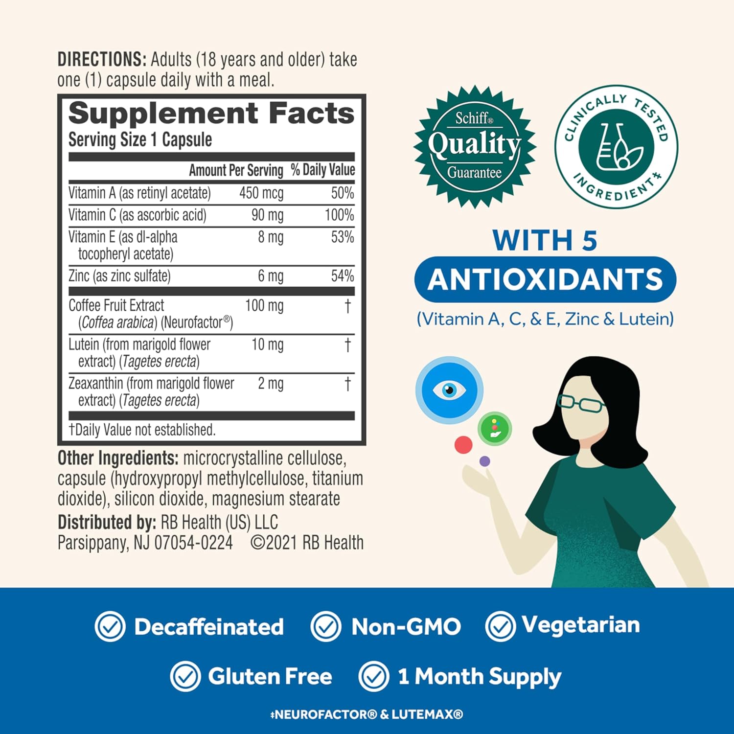 Neuriva Brain and Eye Supplement with Lutein, Vitamins, and Zinc for Memory, Focus, and Eye Health - 30ct Capsules - Espot.com.au