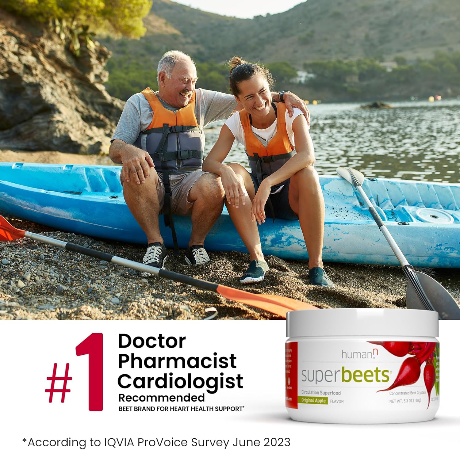 HumanN SuperBeets Beetroot Powder - Natural Nitric Oxide Booster for Heart Health - Non-GMO Superfood Supplement with Original Apple Flavor, 30 Servings - Espot.com.au