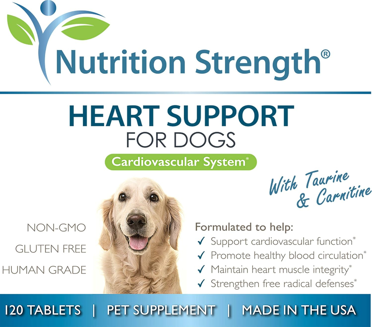 Dog Heart Health Supplement with Taurine & Carnitine for Cardiovascular Support - 120 Chewable Tablets to Promote Blood Circulation and Heart Muscle Integrity - Espot.com.au