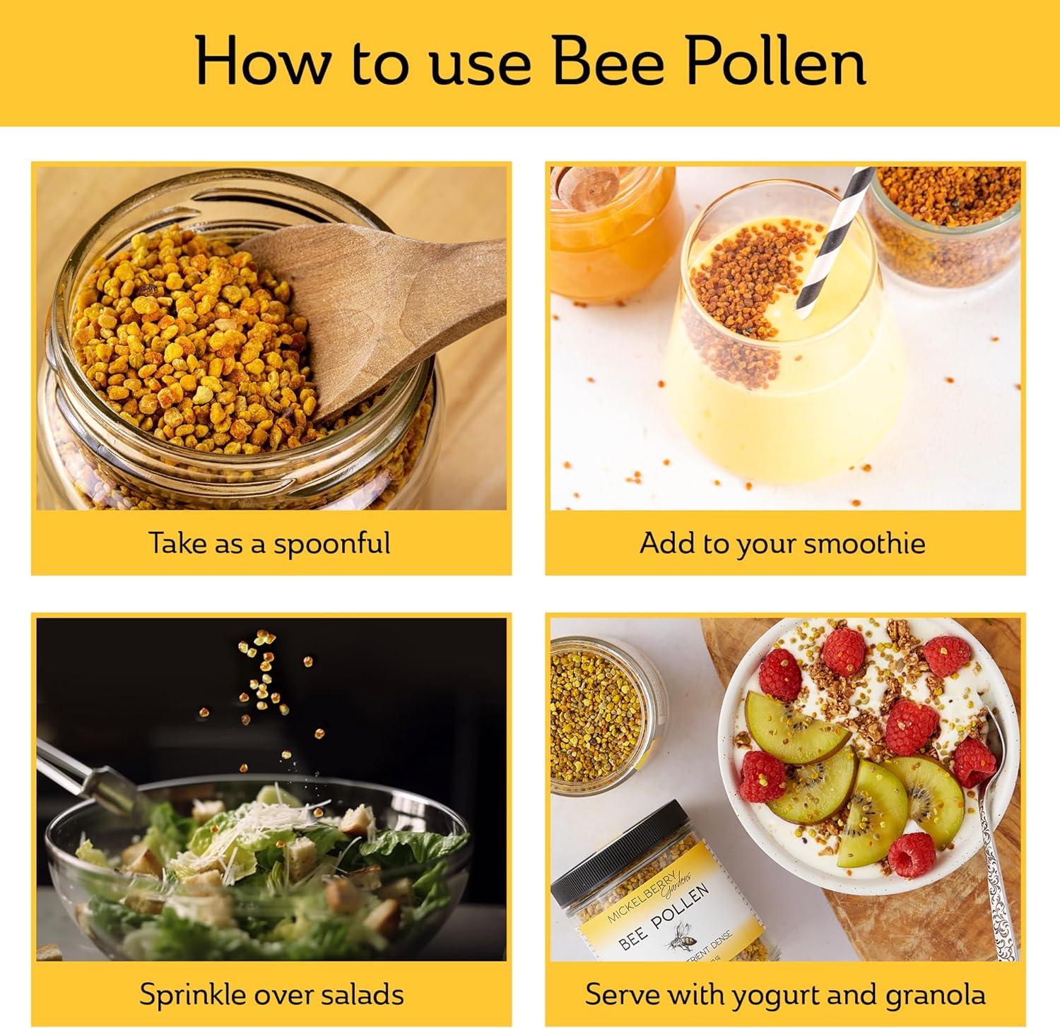 raw-bee-pollen-granules---superfood-rich-in-protein-vitamins-minerals-antioxidants---6-oz-jar---mickelberry-gardens-4