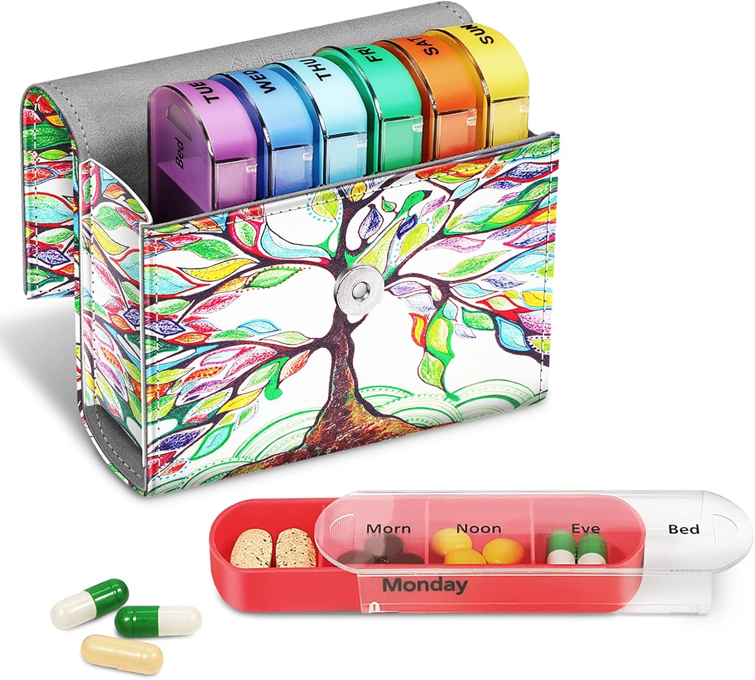 weekly-pill-organizer-with-slide-open-pu-leather-case---4-times-a-day-travel-pill-reminder-planner-for-morning-afternoon-evening-bedtime---includes-name-card-slot---love-tree-design-1