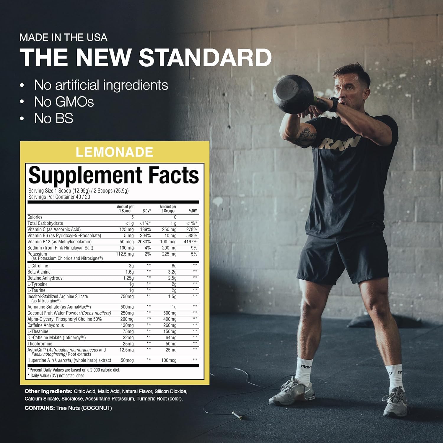 Thavage Raw Preworkout Powder (Lemonade) by Chris Bumstead - Sports Nutrition Supplement for Men & Women - Cbum Pre Workout for Hydration, Focus, Energy - 40 Servings - Espot.com.au