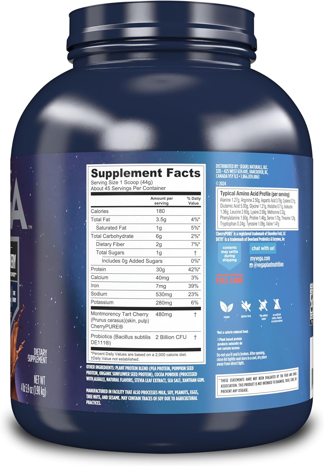 vega-sport-premium-vegan-protein-powder-chocolate---45-servings-30g-plant-based-protein-5g-bcaas-dairy-free-gluten-free-non-gmo---pea-protein-for-men-and-women---4lbs-59oz-2