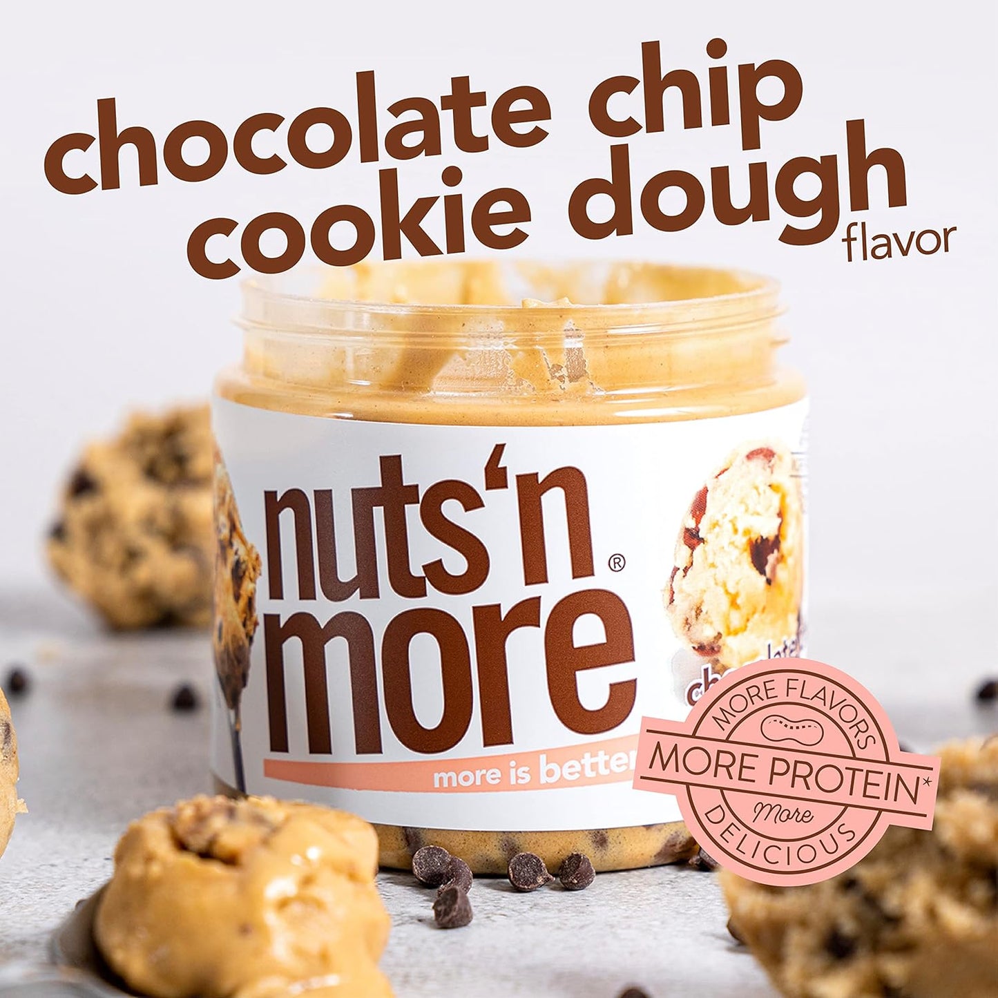 high-protein-chocolate-chip-cookie-dough-peanut-butter-spread---15oz-jar---low-carb-low-sugar-gluten-free-non-gmo-nut-butter-snack---all-natural-2