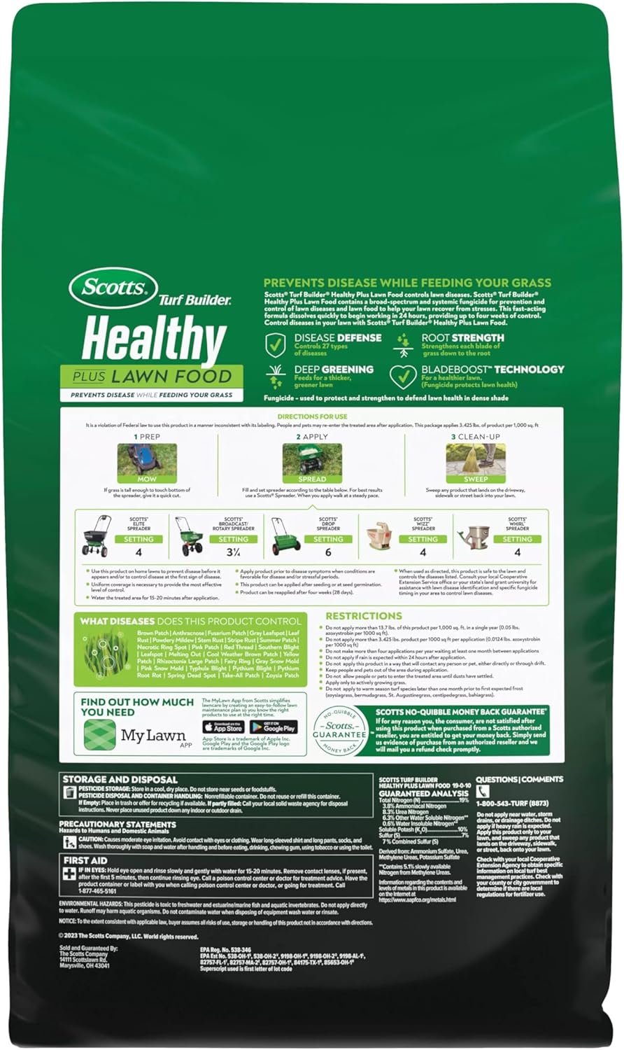 Scotts Turf Builder Healthy Plus Lawn Food - 2-in-1 Fungicide & Fertilizer - Supports Grass Health - 4,000 sq. ft. Coverage - 13.70 lbs. - Espot.com.au