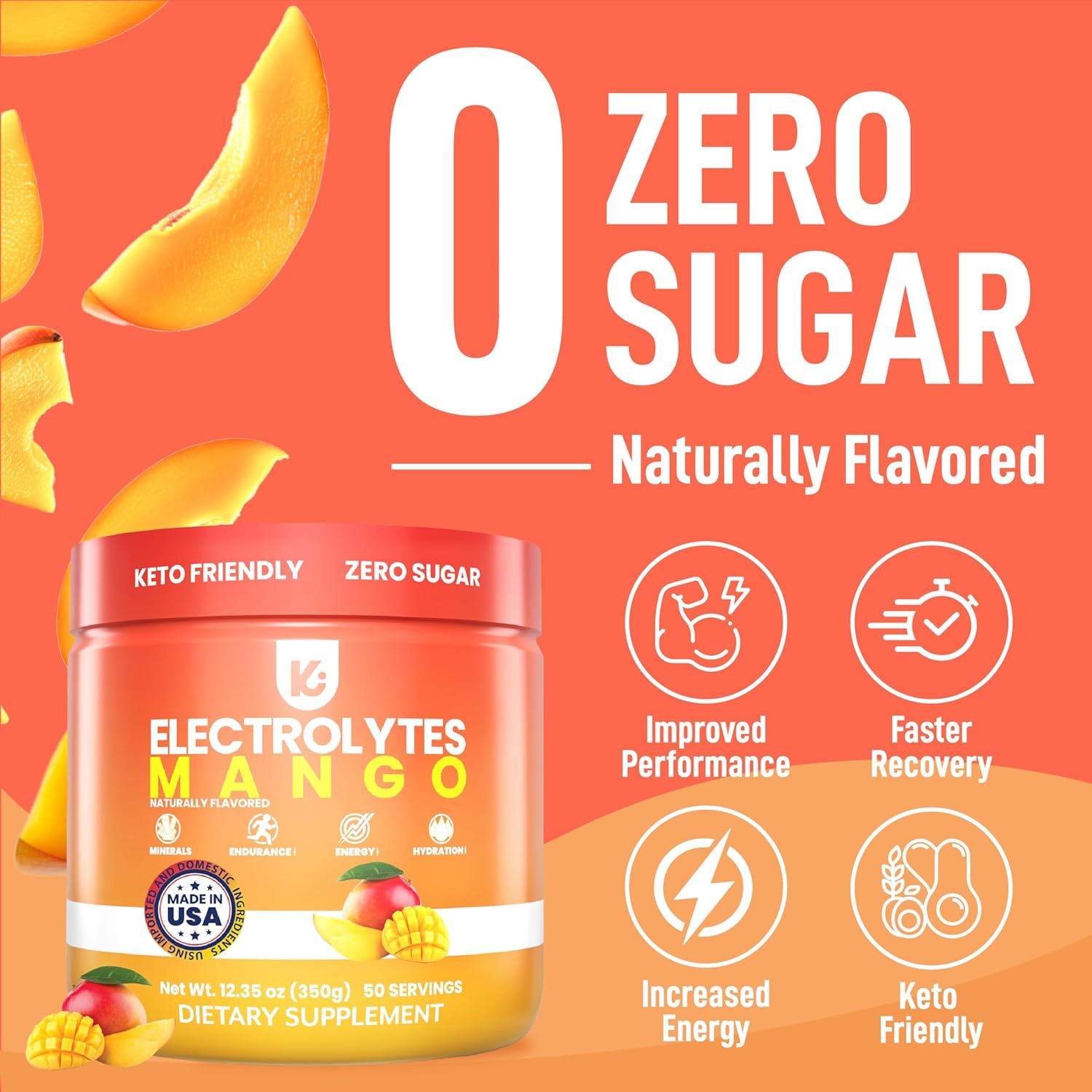 Mango Flavored Keto Electrolyte Powder with No Sugar - Hydration Support for Keto Dieters - Sugar-Free Electrolyte Supplement - Sips Like Sunshine - Espot.com.au
