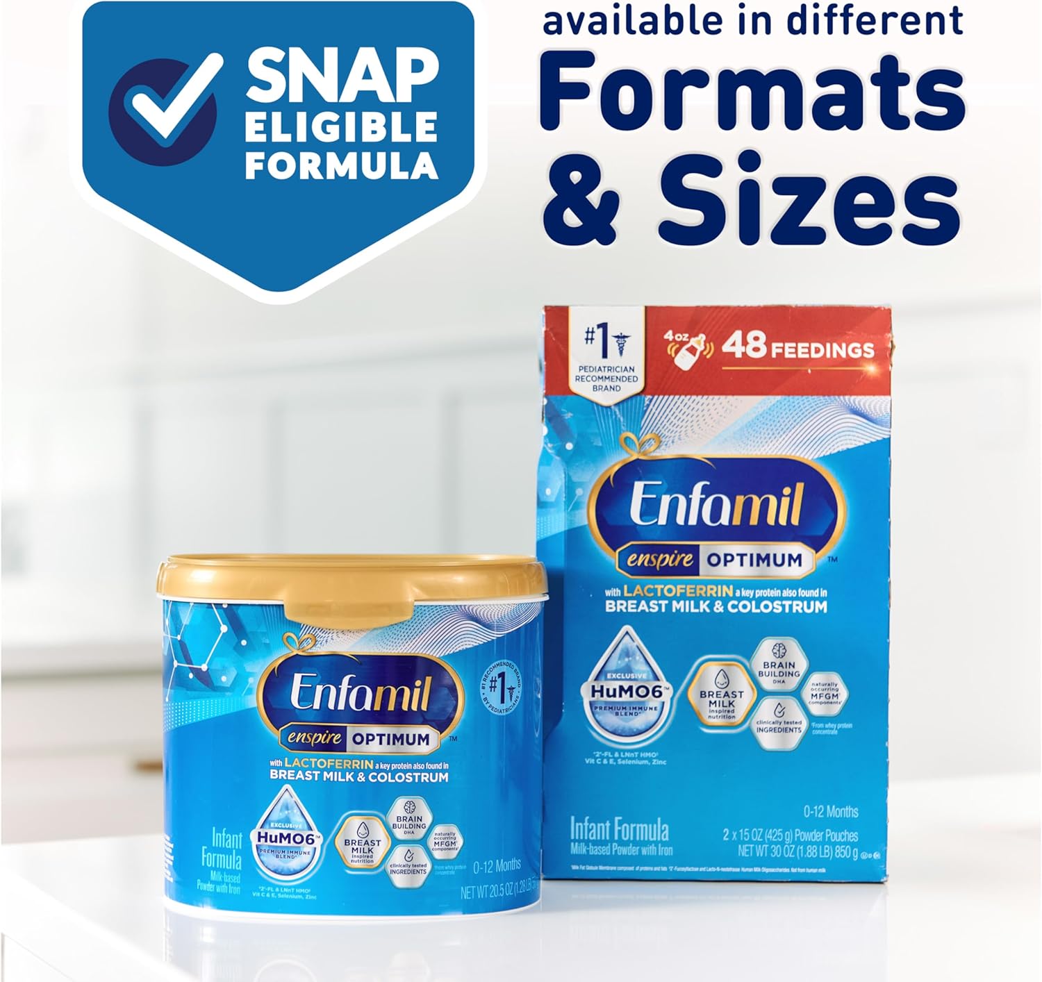 Enfamil Enspire Optimum Baby Formula Powder with Dual Prebiotics, Immune-Supporting Lactoferrin, 20.5 Oz, Pack of 8 - Espot.com.au