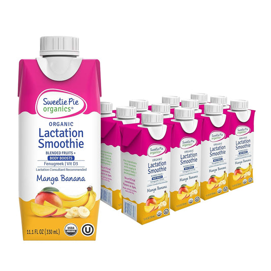 Organic Lactation Smoothie, Mango Banana Flavor - 12 Pack | Supports Breast Milk Production | No Artificial Sweeteners, Flavors, or Dyes | Ideal for Nursing and Pumping Moms - Espot.com.au