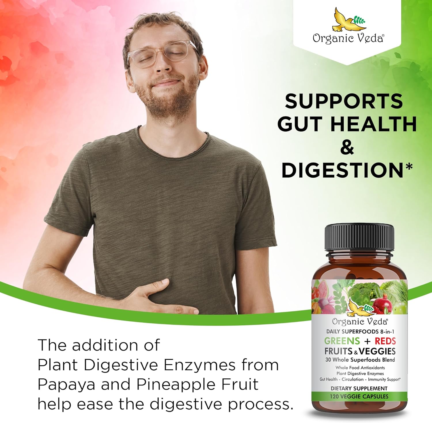 organic-veda-super-greens-reds-veggies-capsules---8-in-1-whole-food-supplement-with-papaya-spirulina-chlorella-moringa-beet-turmeric---120-vegan-capsules-7