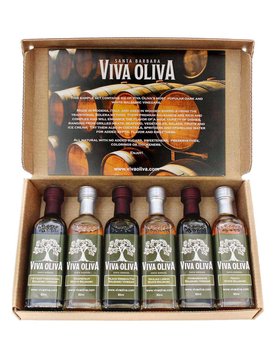 premium-viva-oliva-balsamic-vinegar-variety-gift-set---6-pack-of-60ml-bottles---barrel-aged-in-modena-italy---includes-18-year-traditional-grapefruit-black-mission-fig-and-more-1