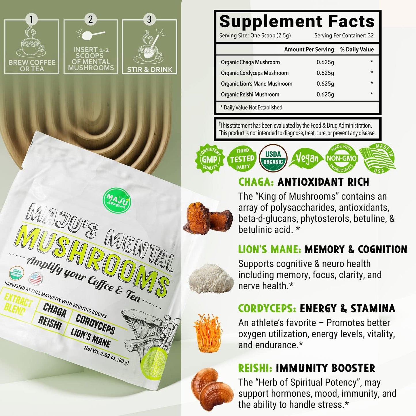 Boost Cognitive Function with Maju Superfoods Mental Mushrooms Powder, Black Seed Oil, and Mineral Capsules - Espot.com.au