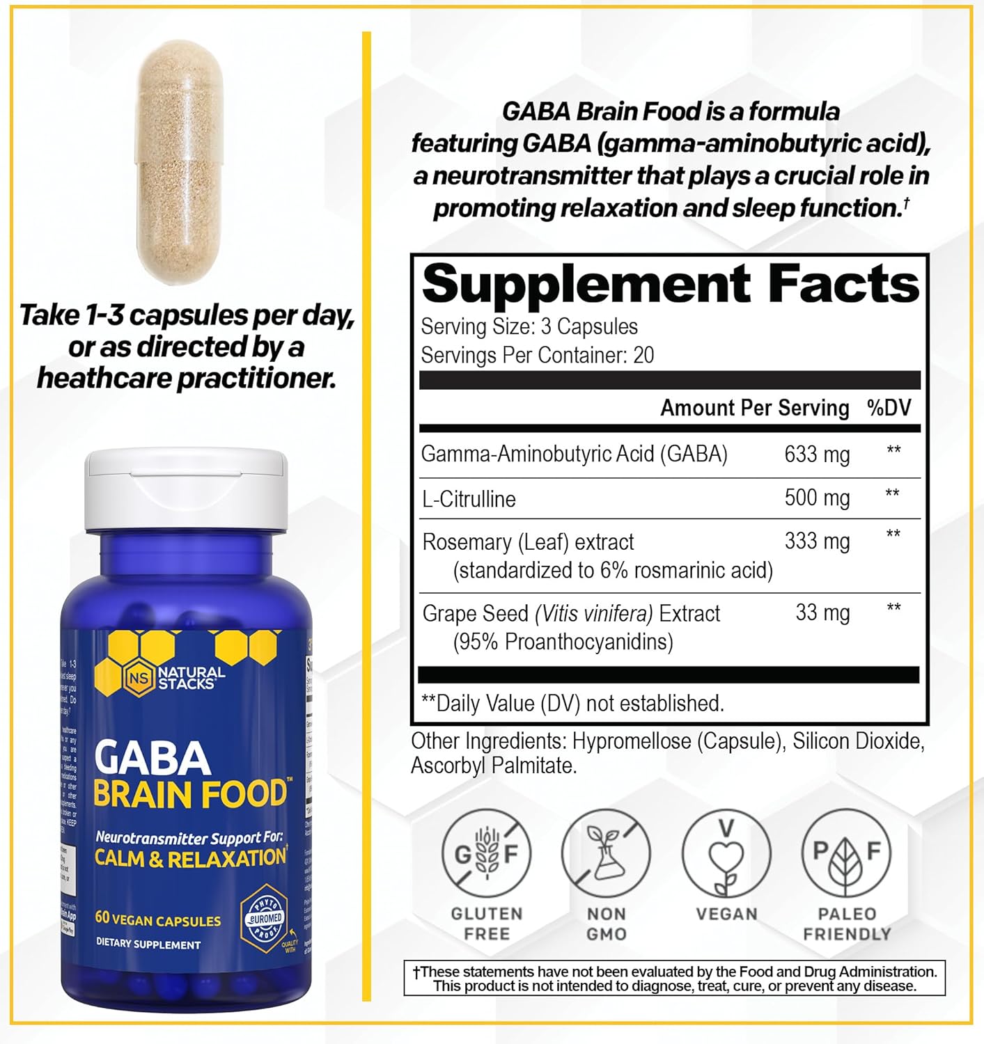 Magtech Magnesium + GABA Bundle - Natural Brain Food for Relaxation & Health - Calm Support - 150 Capsules - Espot.com.au