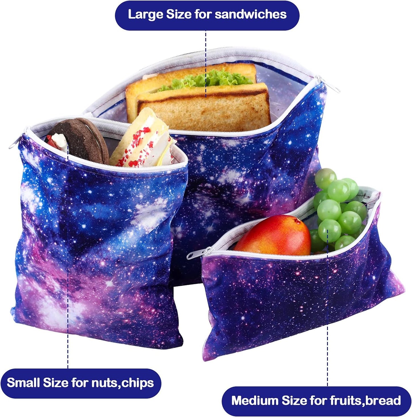 reusable-sandwich-and-snack-bags-set---5-pieces-with-zipper-galaxy-loop-pattern-safe-for-preserves-and-snacks---2-large-2-medium-1-small-3