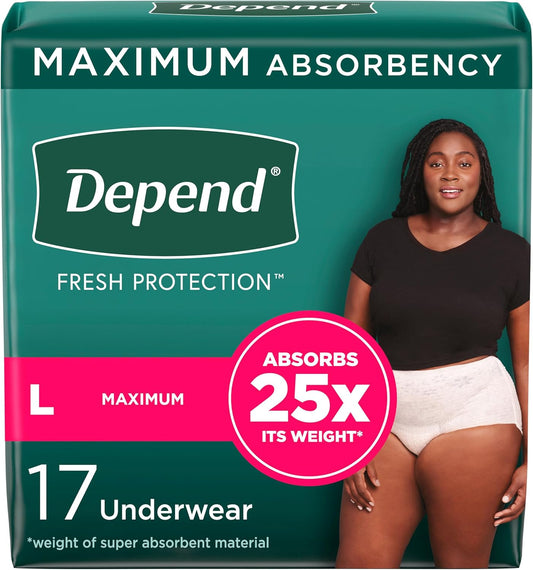 Women's Disposable Incontinence & Postpartum Underwear, Maximum Protection, Large, 17 Count - Blush Color - Espot.com.au
