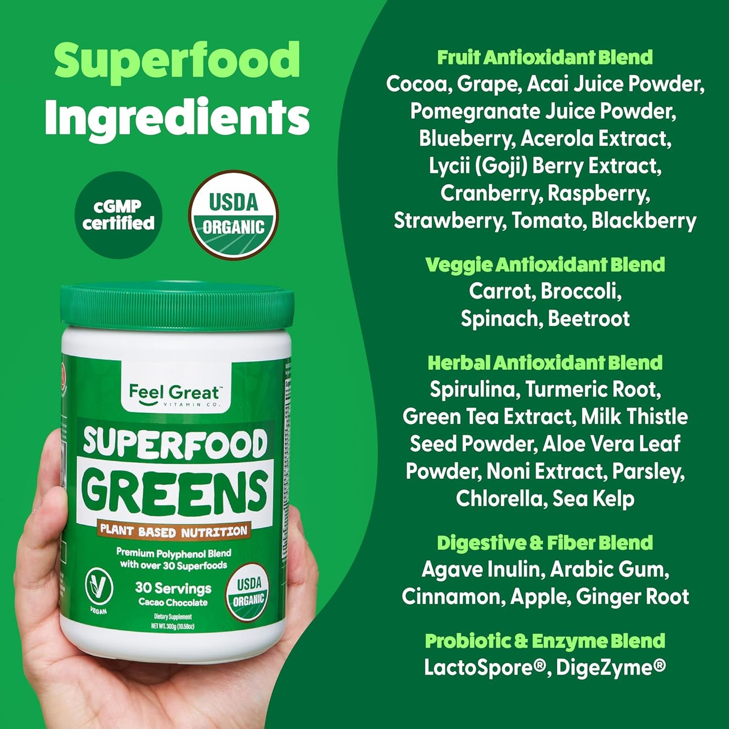 organic-superfood-greens-powder-with-cocoa-chocolate-flavor---30-servings-super-greens-fruit-vegetable-supplement-with-fiber-probiotics-and-digestive-enzymes-over-20-greens-fruits-veggies-by-the-feel-great-vitamin-company-2