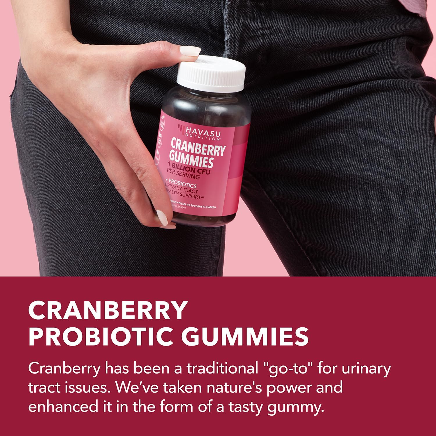 Women's Probiotic Cranberry Gummies - Supports Urinary Tract Health & pH Balance - 1 Billion CFU of Lactobacillus - Bladder & Vaginal Wellness - Cran-Raspberry Flavor - 60 Count - Espot.com.au