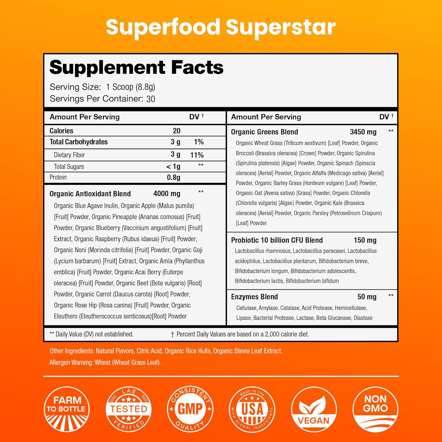 organic-super-greens-powder-with-wheat-grass-spirulina-chlorella---antioxidant-probiotic-digestive-enzyme-blend---mango-flavor---20-whole-foods---90-oz-4