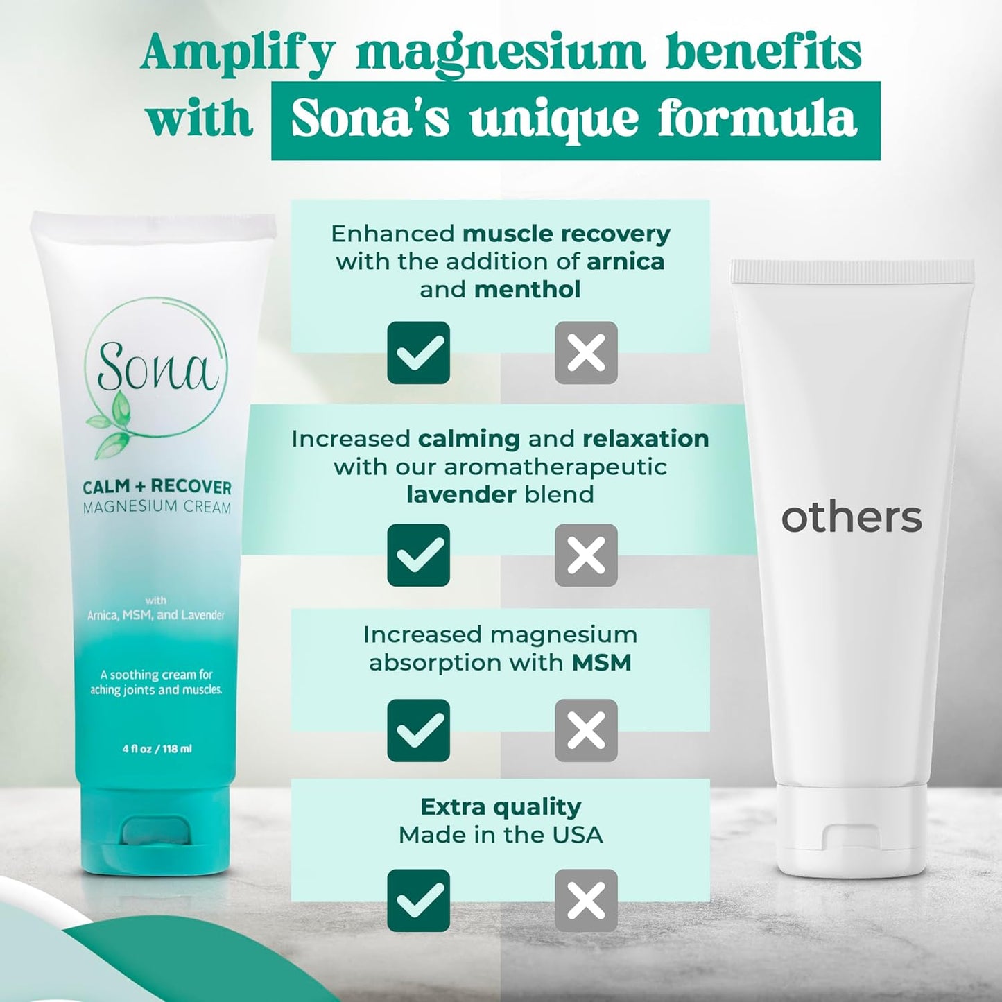 sona-calm-recover-magnesium-cream-with-arnica-msm-menthol-and-lavender---topical-lotion-for-sleep-aid-leg-cramps-pain-relief---4oz-2