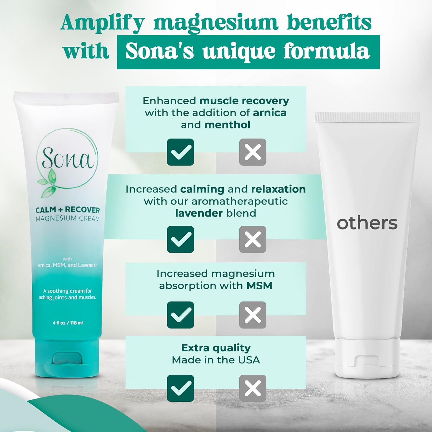 sona-calm-recover-magnesium-cream-with-arnica-msm-menthol-and-lavender---topical-lotion-for-sleep-aid-leg-cramps-pain-relief---4oz-2