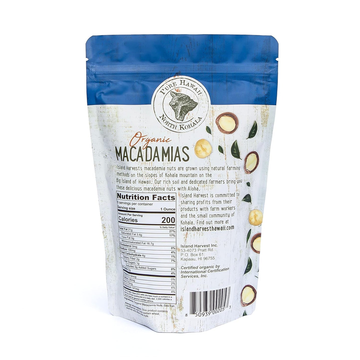 hawaiian-island-harvest-organic-macadamia-nuts-with-sea-salt---keto-friendly-non-gmo-gluten-free-dry-roasted-nuts---high-fiber-snack-8-oz-2-pack-6