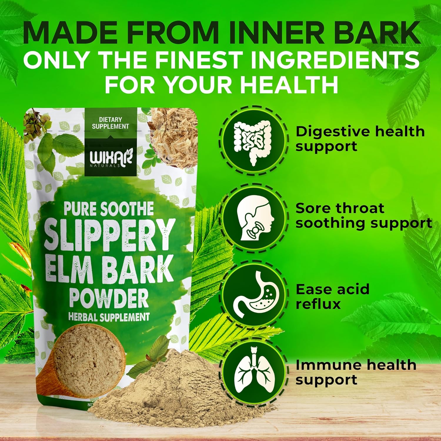 wixar-naturals-slippery-elm-bark-powder---herbal-supplement-for-digestive-health-sore-throat-acid-reflux---inner-bark-natural-gluten-free-gmo-free-vegan---5oz-2