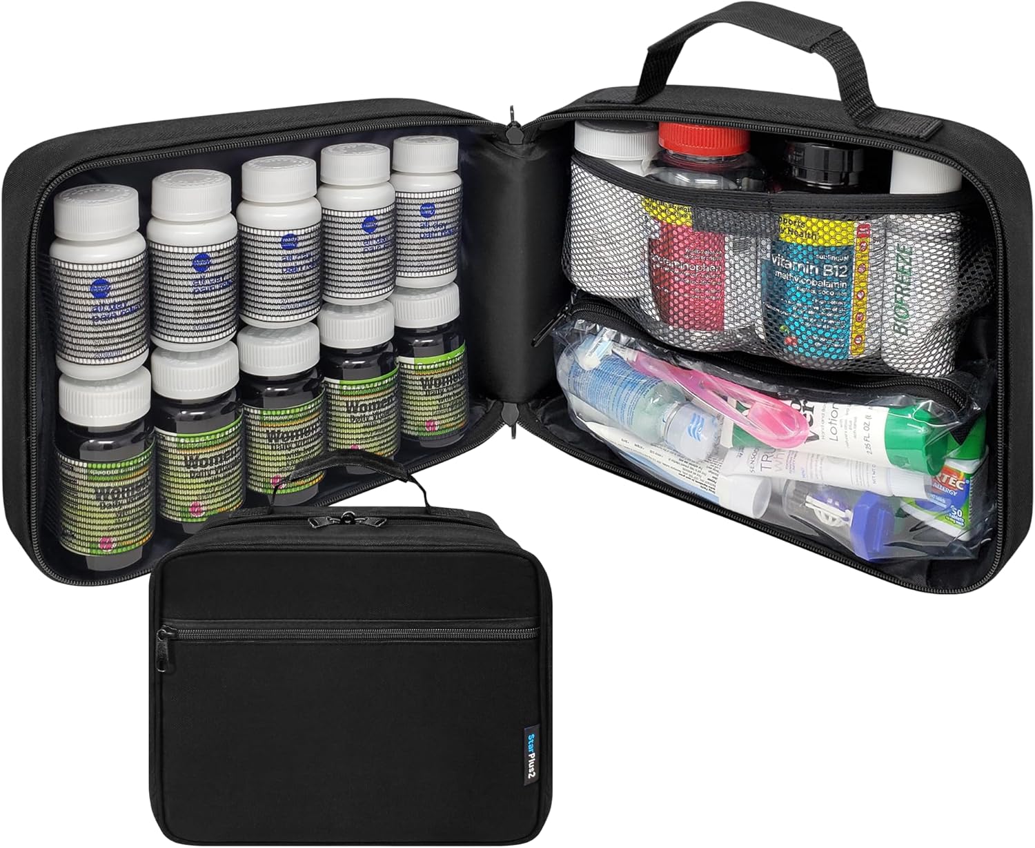 starplus2-large-pill-bottle-organizer-and-medicine-bag---travel-storage-med-bag-for-medications-vitamins-and-supplies---black-1