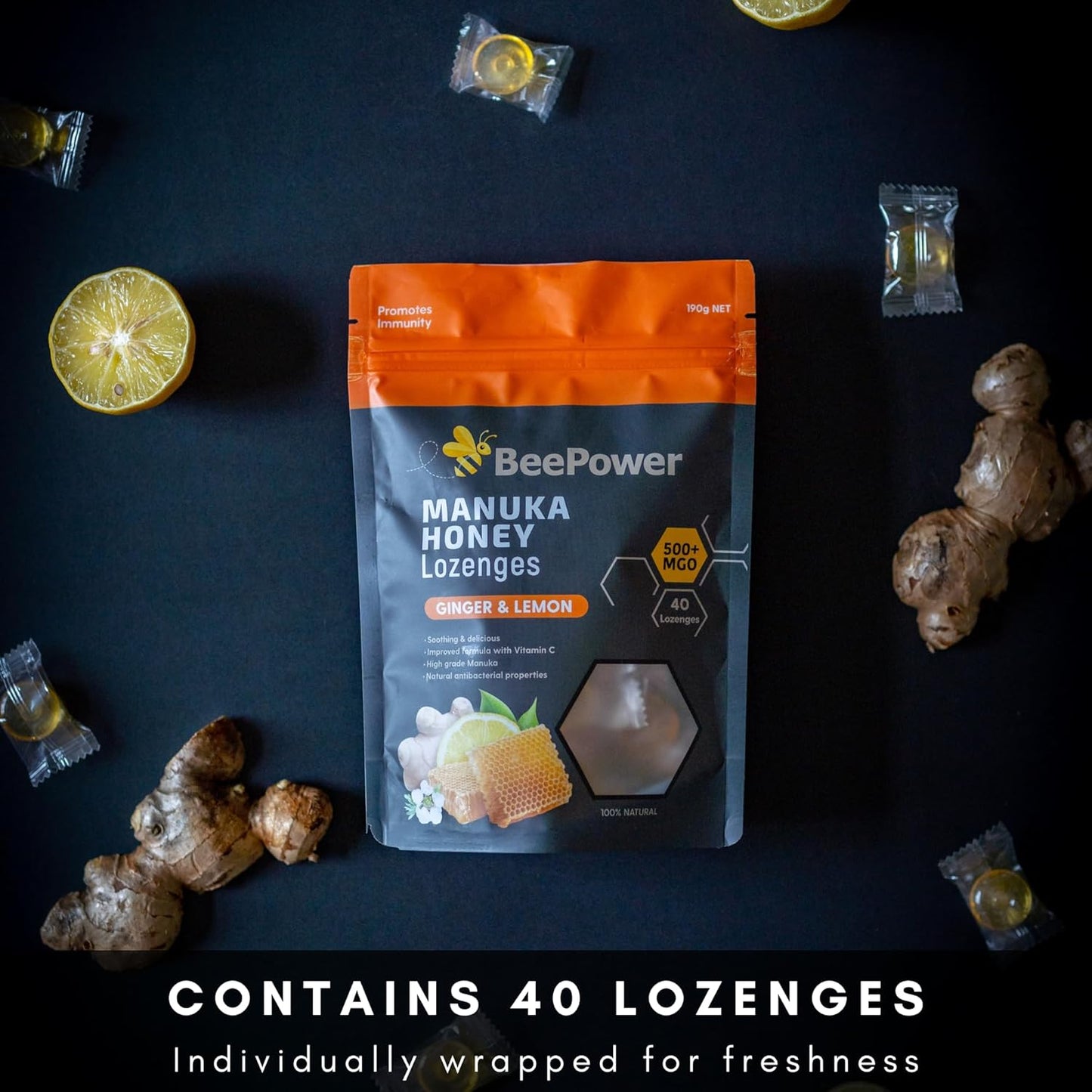 manuka-honey-lozenges-mgo-500---ginger-lemon-flavor-40-cough-drops-for-dry-sore-throat---67-oz-4