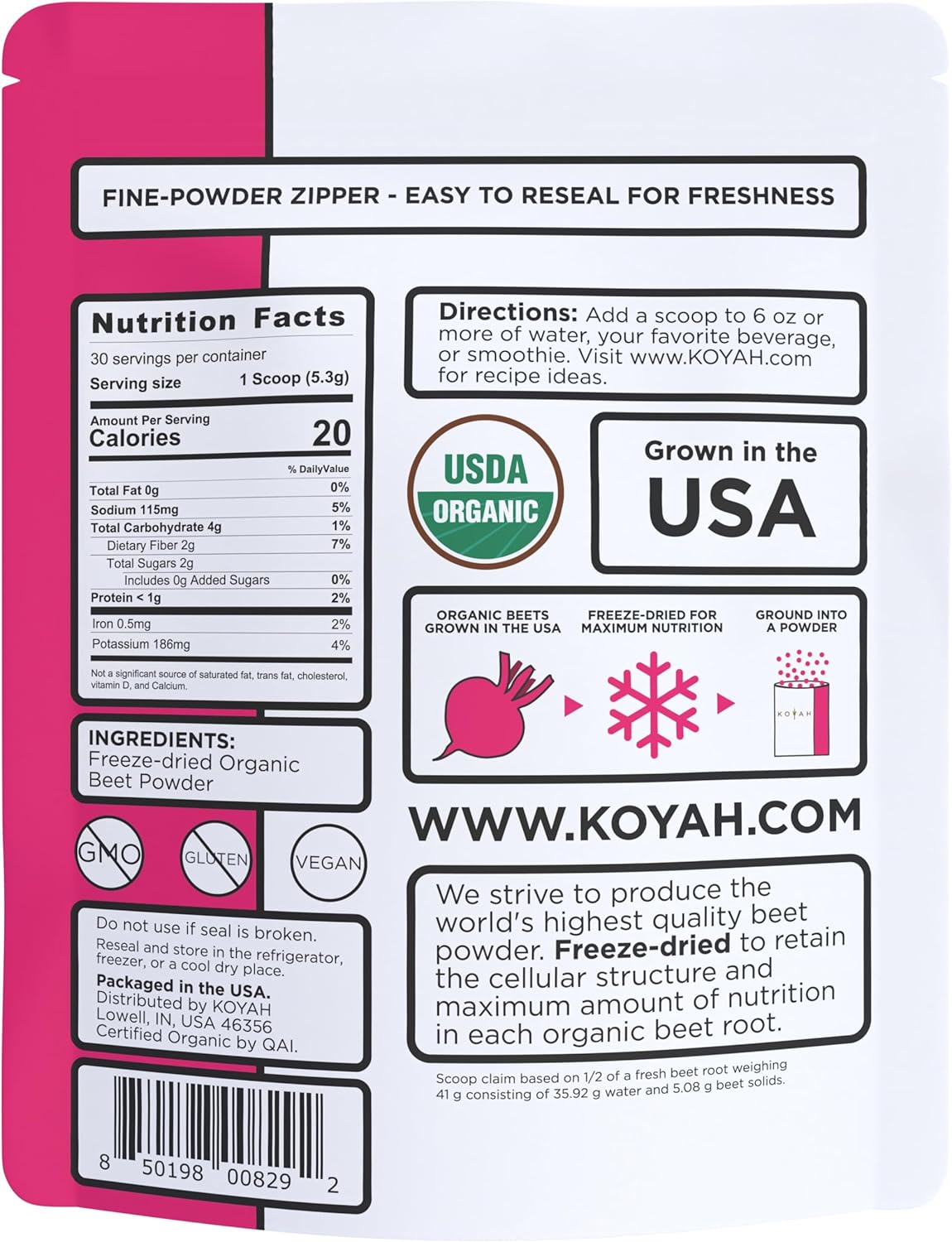 koyah-organic-usa-beet-powder---30-servings-freeze-dried-whole-root-beetroot-powder-for-water-juice-smoothies---1-scoop-12-beet-2