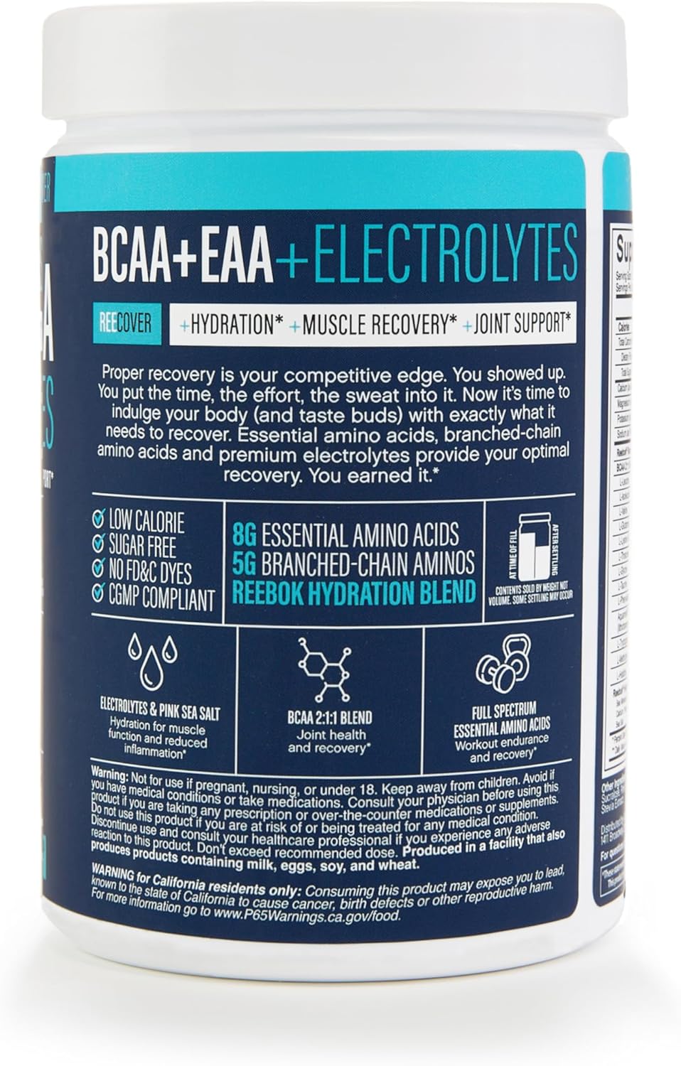 Reebok ReeCover BCAA EAA Electrolytes Supplement | 8g Essential Amino Acids, 5g Branch Chain Amino Acids, Hydration Support | Muscle Recovery, Strength | Post-Workout Drink | 30 Servings | Rocket Moon Pop Flavor - Espot.com.au
