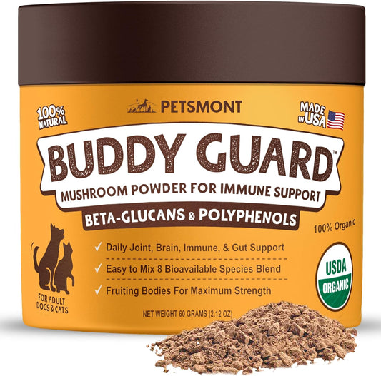 petsmont-buddy-guard-organic-8-mushroom-powder-blend-for-dogs-cats---natural-probiotic-immune-support-with-chaga-reishi-lions-mane-turkey-tail---patent-pending-formula-1
