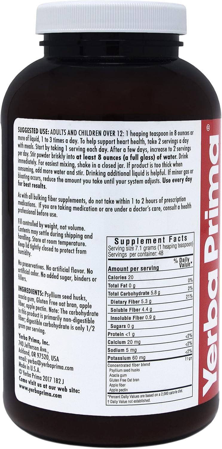 premium-yerba-prima-soluble-fiber-formula-powder---12-ounce-dietary-fiber-supplement-natural-concentrated-gluten-free-non-gmo---made-in-usa-3