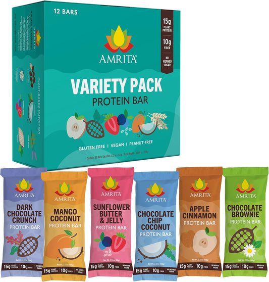 amrita-vegan-protein-bars-variety-pack---6-flavors-high-fiber-no-sugar-plant-based-protein---peanutdairy-soy-gluten-free---meal-replacement-breakfast-bars---15g-protein-bars-1