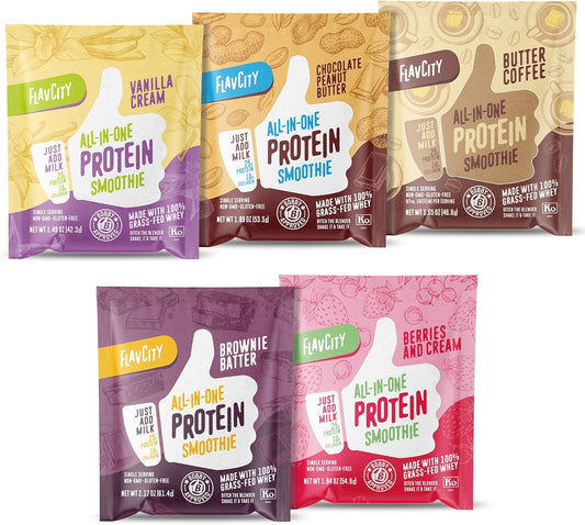 variety-pack-grass-fed-whey-protein-smoothie-powder-with-collagen---gluten-free-pre-post-workout-drink---5-single-serve-packets-1