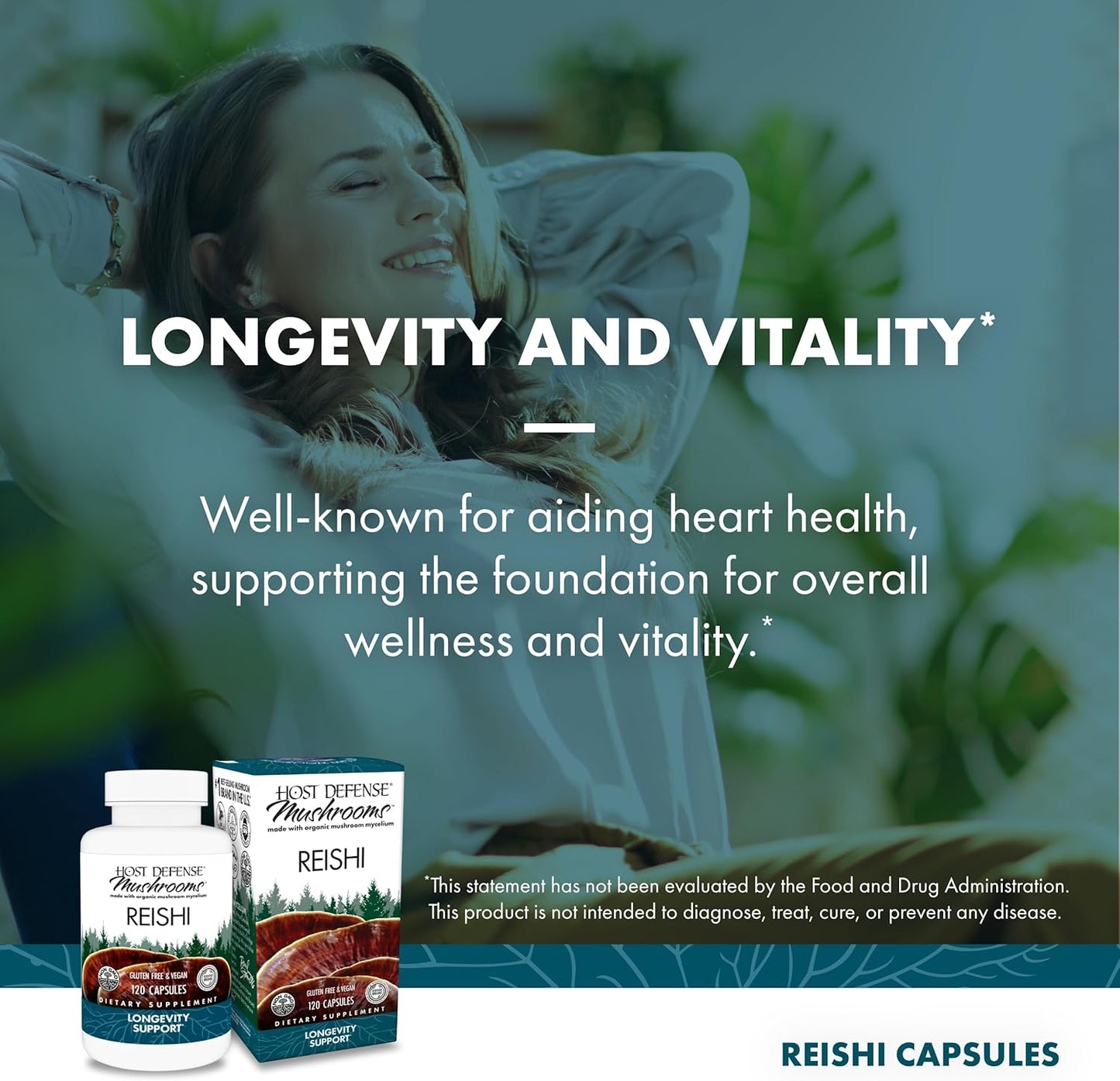 Reishi Mushroom Capsules for Heart & Immune Support - Natural Energy & Vitality Booster - 120 Capsules for Overall Well-Being - Vegan Supplement* - Espot.com.au